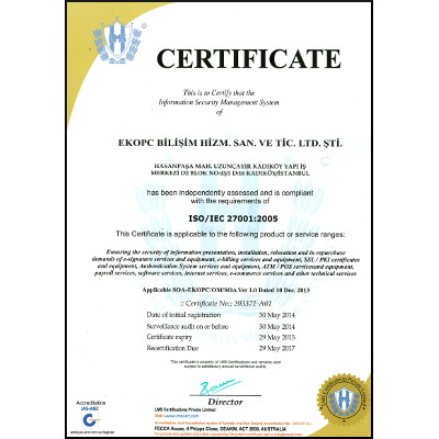 EkoPC ISO27001:2005 Sertifikasını aldı